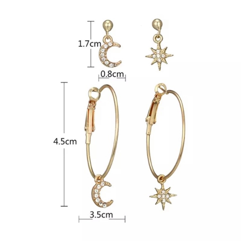 NEW!๐๐๐GOLDEN SUN ๐ & ๐ MOON HOOPS!๐๐๐LOVE - Picture 3 of 8